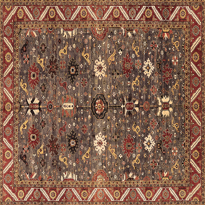 Square Oriental Brown Traditional Rug, urb2843brn