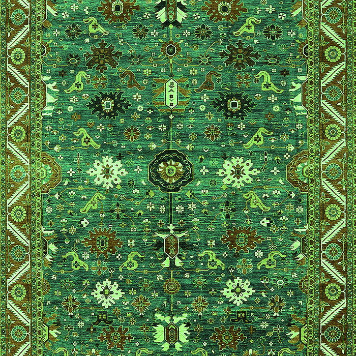 Machine Washable Oriental Green Traditional Area Rugs, wshurb2843grn