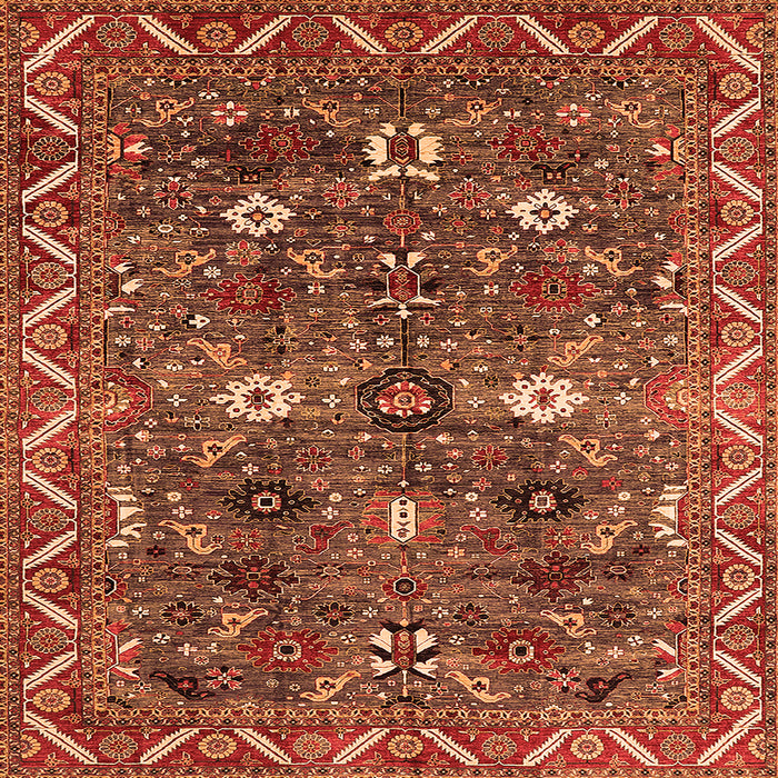 Square Oriental Orange Traditional Rug, urb2843org