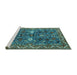 Sideview of Machine Washable Oriental Turquoise Traditional Area Rugs, wshurb2843turq