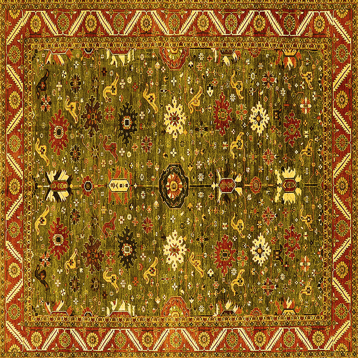 Square Oriental Yellow Traditional Rug, urb2843yw