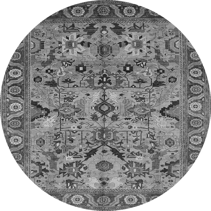 Round Machine Washable Oriental Gray Traditional Rug, wshurb2844gry