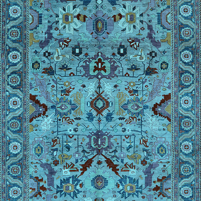 Machine Washable Oriental Light Blue Traditional Rug, wshurb2844lblu