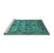 Sideview of Machine Washable Oriental Turquoise Traditional Area Rugs, wshurb2844turq