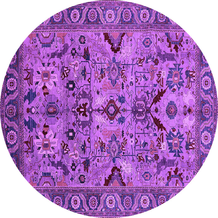 Round Oriental Purple Traditional Rug, urb2844pur