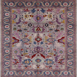 Square Mid-Century Modern Maroon Purple Oriental Rug, urb2844