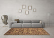 Machine Washable Oriental Brown Traditional Rug in a Living Room,, wshurb2844brn