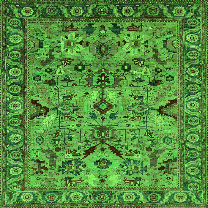 Square Oriental Green Traditional Rug, urb2844grn