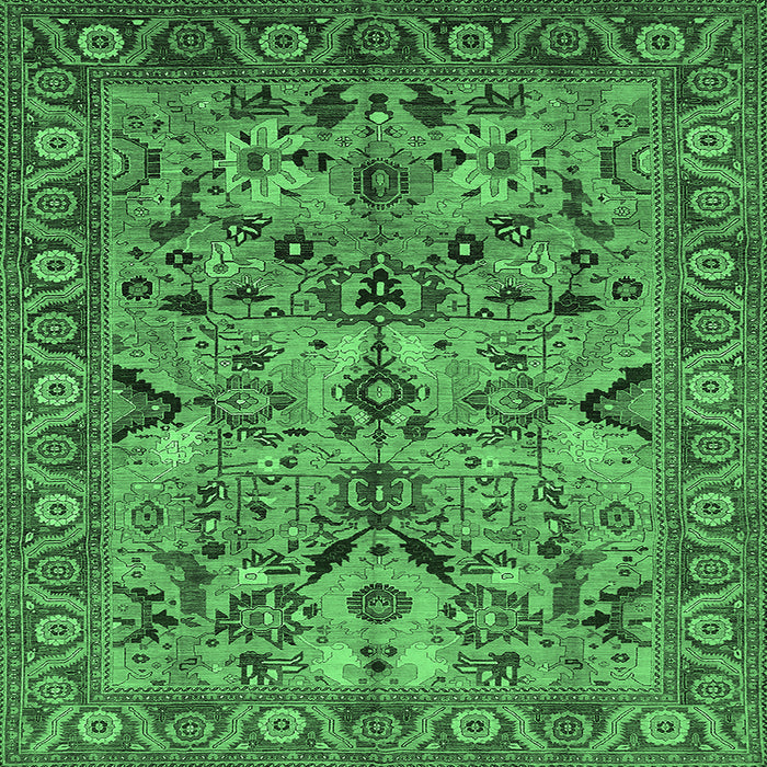 Square Oriental Emerald Green Traditional Rug, urb2844emgrn