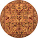 Round Machine Washable Oriental Orange Traditional Area Rugs, wshurb2844org