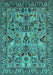 Machine Washable Oriental Turquoise Traditional Area Rugs, wshurb2844turq