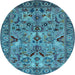 Round Oriental Light Blue Traditional Rug, urb2844lblu