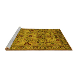 Sideview of Machine Washable Oriental Yellow Traditional Rug, wshurb2844yw