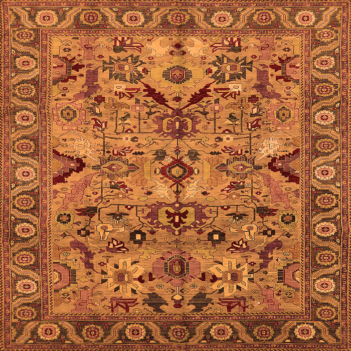 Square Oriental Orange Traditional Rug, urb2844org