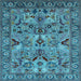 Square Machine Washable Oriental Light Blue Traditional Rug, wshurb2844lblu