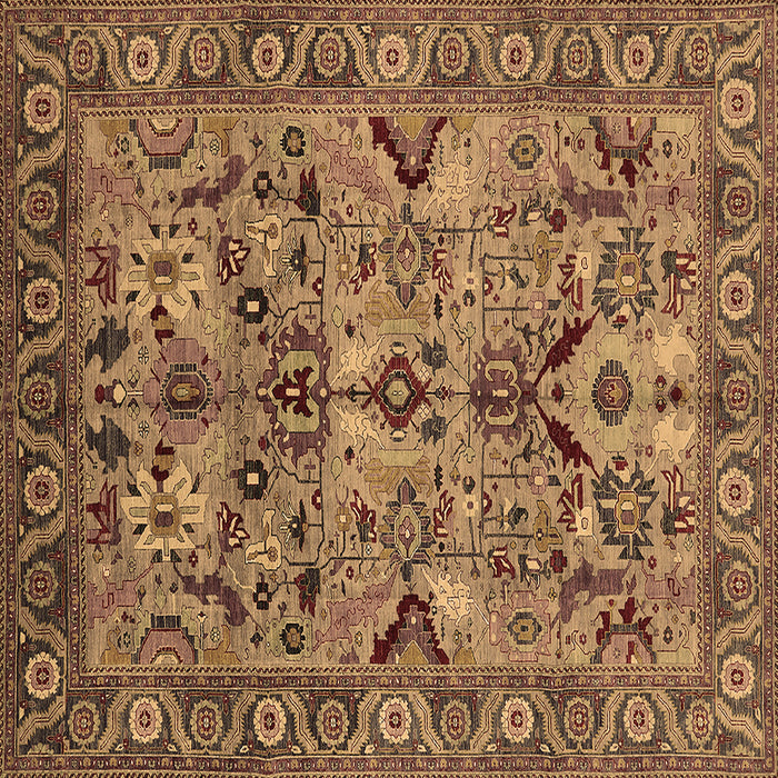 Square Oriental Brown Traditional Rug, urb2844brn