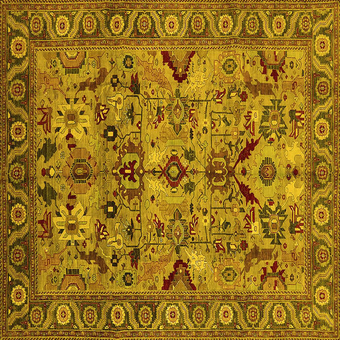 Square Machine Washable Oriental Yellow Traditional Rug, wshurb2844yw