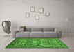 Machine Washable Oriental Green Traditional Area Rugs in a Living Room,, wshurb2844grn