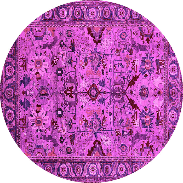 Round Machine Washable Oriental Pink Traditional Rug, wshurb2844pnk