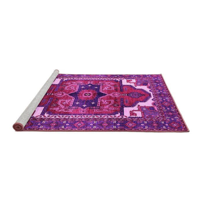 Sideview of Machine Washable Persian Pink Traditional Rug, wshurb2845pnk