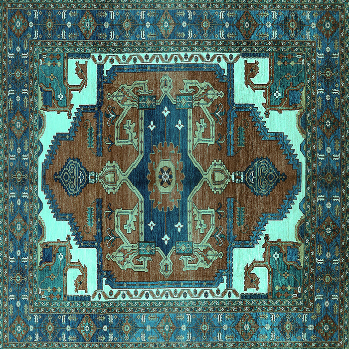 Square Machine Washable Persian Turquoise Traditional Area Rugs, wshurb2845turq