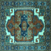 Square Machine Washable Persian Turquoise Traditional Area Rugs, wshurb2845turq