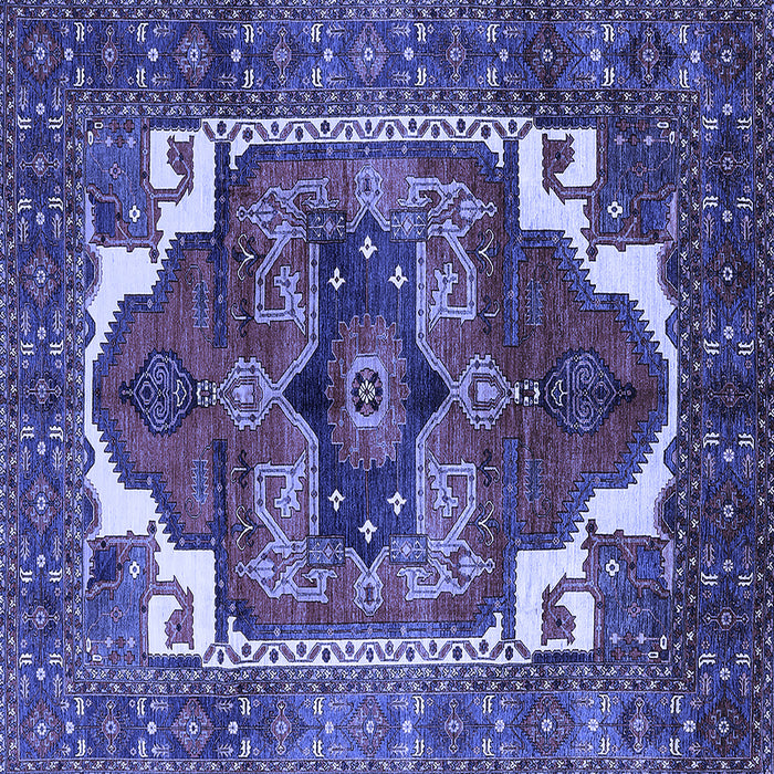 Square Machine Washable Persian Blue Traditional Rug, wshurb2845blu