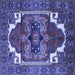 Square Machine Washable Persian Blue Traditional Rug, wshurb2845blu