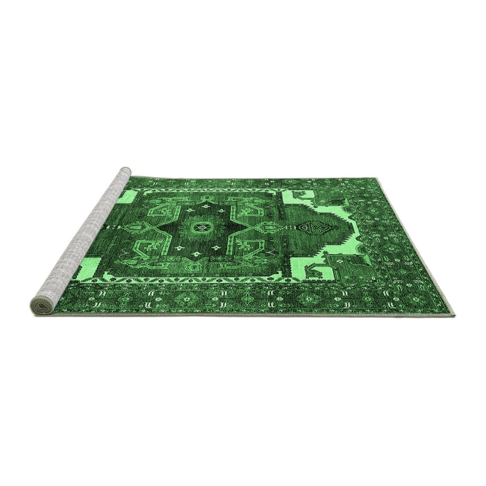 Sideview of Machine Washable Persian Emerald Green Traditional Area Rugs, wshurb2845emgrn
