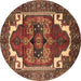 Round Persian Brown Traditional Rug, urb2845brn