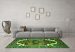 Machine Washable Persian Green Traditional Area Rugs in a Living Room,, wshurb2845grn