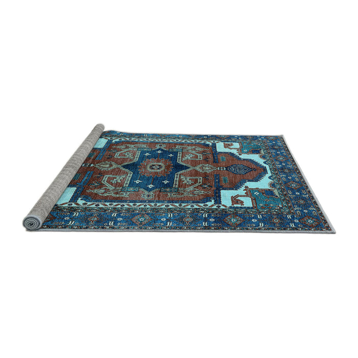Sideview of Machine Washable Persian Light Blue Traditional Rug, wshurb2845lblu