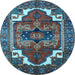 Round Persian Light Blue Traditional Rug, urb2845lblu