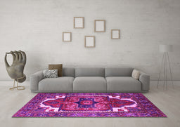 Machine Washable Persian Pink Traditional Rug in a Living Room, wshurb2845pnk