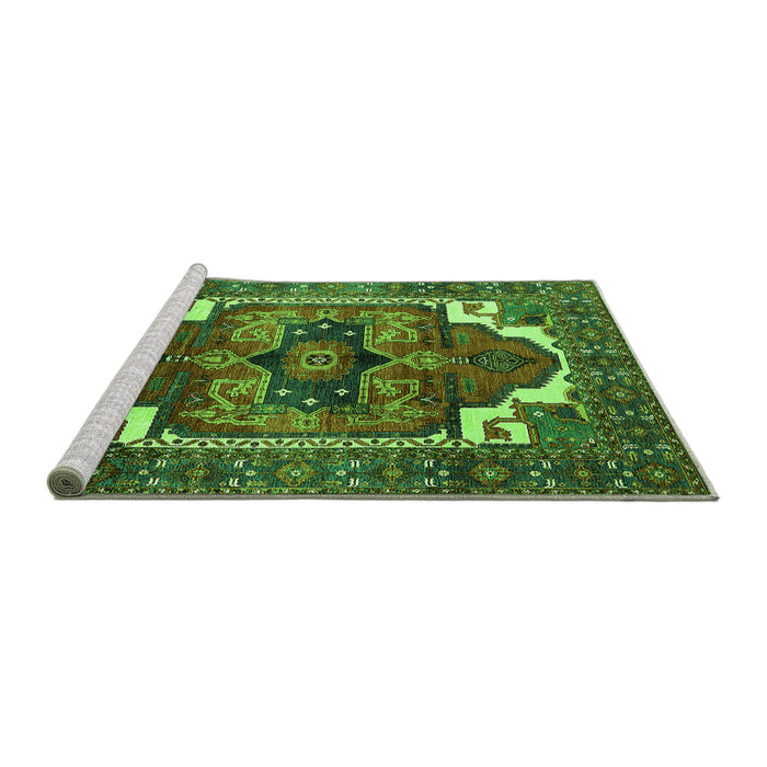 Sideview of Machine Washable Persian Green Traditional Area Rugs, wshurb2845grn