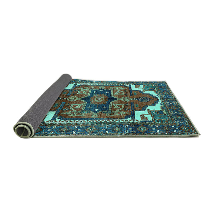 Sideview of Persian Turquoise Traditional Rug, urb2845turq