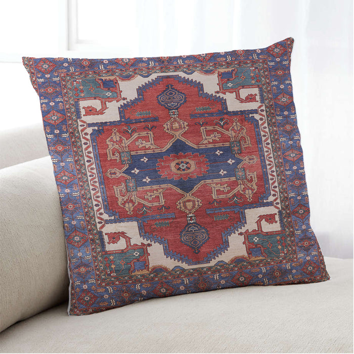 Lifestyle Image of Mid-Century Modern Urban Square Rosy Pink Throw Pillow, 18 inch by 18 inch, pwurb2845