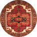 Round Machine Washable Persian Orange Traditional Area Rugs, wshurb2845org