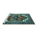 Sideview of Machine Washable Persian Turquoise Traditional Area Rugs, wshurb2845turq