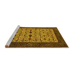 Sideview of Machine Washable Oriental Yellow Industrial Rug, wshurb2846yw