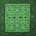 Square Machine Washable Oriental Emerald Green Industrial Area Rugs, wshurb2846emgrn