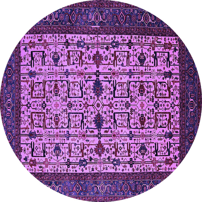 Round Machine Washable Oriental Purple Industrial Area Rugs, wshurb2846pur