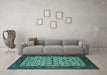 Machine Washable Oriental Turquoise Industrial Area Rugs in a Living Room,, wshurb2846turq