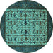 Round Oriental Turquoise Industrial Rug, urb2846turq