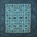 Square Machine Washable Oriental Light Blue Industrial Rug, wshurb2846lblu