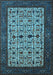 Machine Washable Oriental Light Blue Industrial Rug, wshurb2846lblu