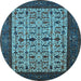 Round Oriental Light Blue Industrial Rug, urb2846lblu