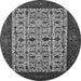 Round Machine Washable Oriental Gray Industrial Rug, wshurb2846gry