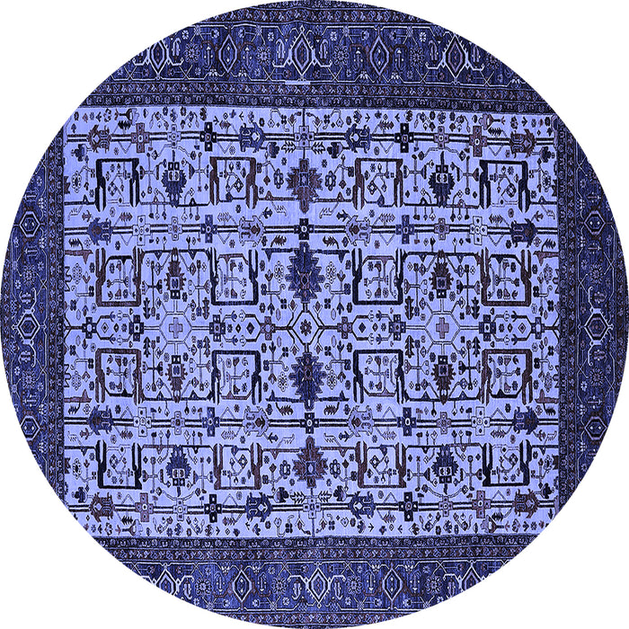 Round Oriental Blue Industrial Rug, urb2846blu