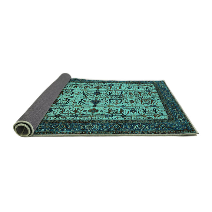 Sideview of Oriental Turquoise Industrial Rug, urb2846turq